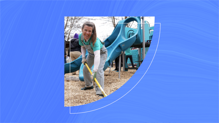 Quility team member volunteers at local playground